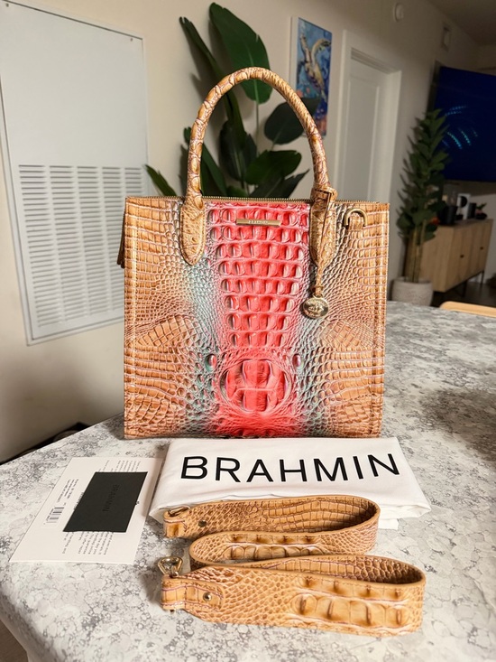 Brahmin Handbags - Brahmin Caroline Lakeridge Ombre Melbourne Genuine Leather Satchel